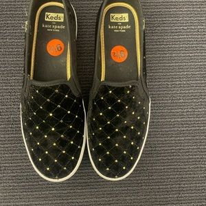 Velvet with a gold dot Kate spade keds
